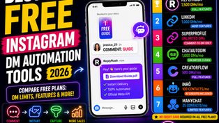 Free Instagram DM automation tools compared side by side on a smartphone screen