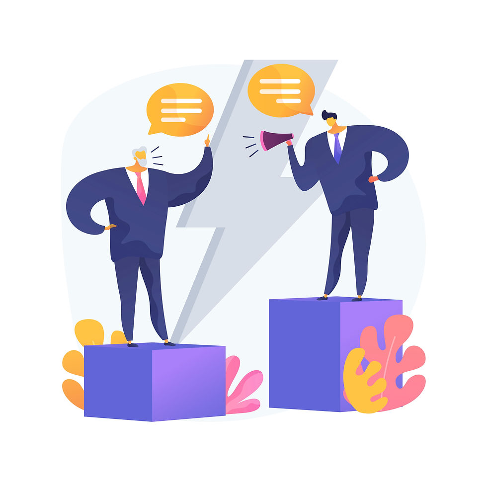 Vektorillustration-zwei-Männer-stehen-sich-gegenüber-und-diskutieren-Konflikt-im-Geschäftsleben-B2B