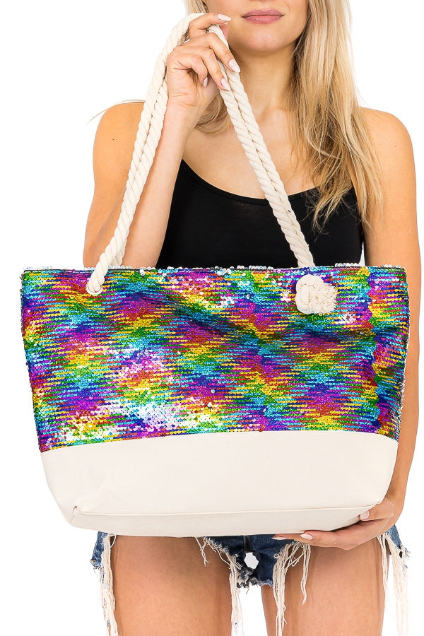 sequin tote bag