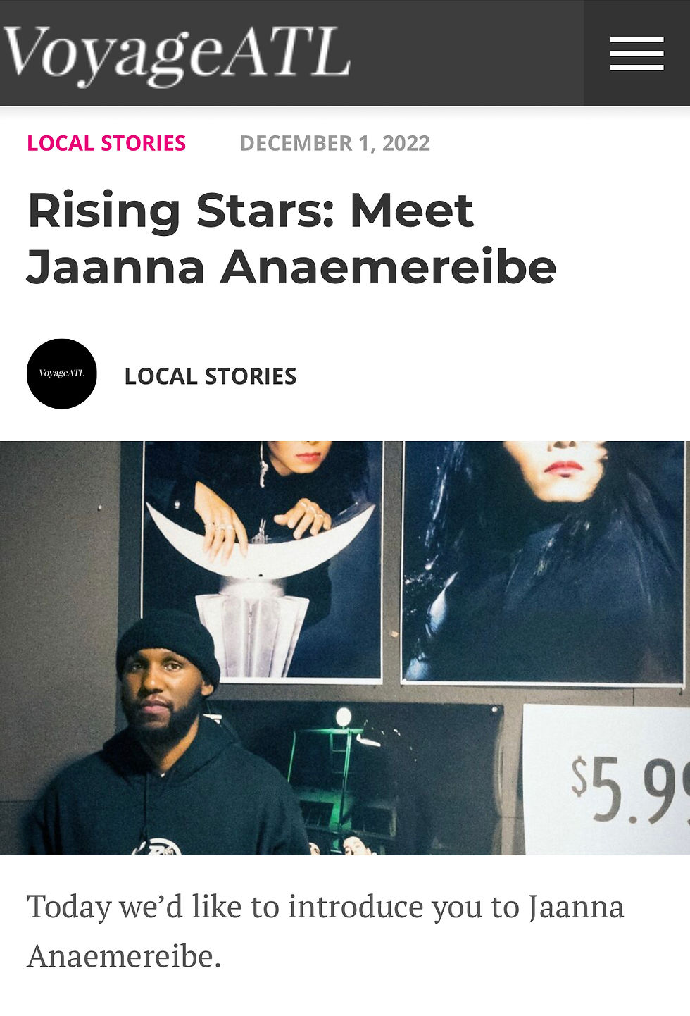 Jaanna in VoyageATL Magazine