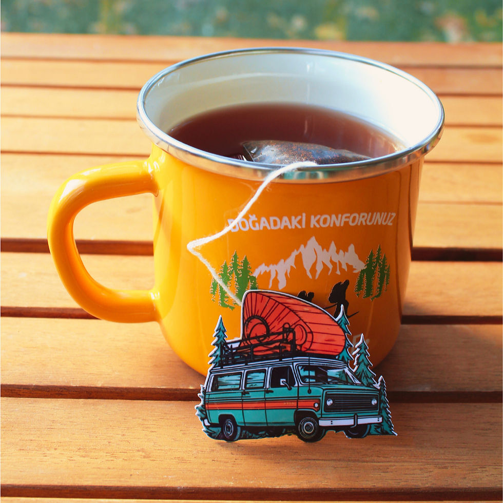 Vanlife Temalı yeşil poşet Çay görseli