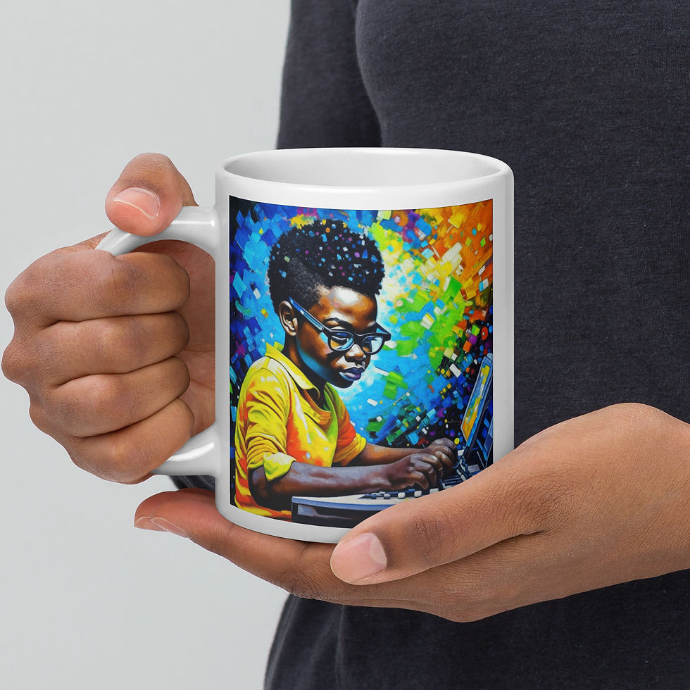 Thumbnail: White glossy mug - Young Black Professionals: Boy in STEAM