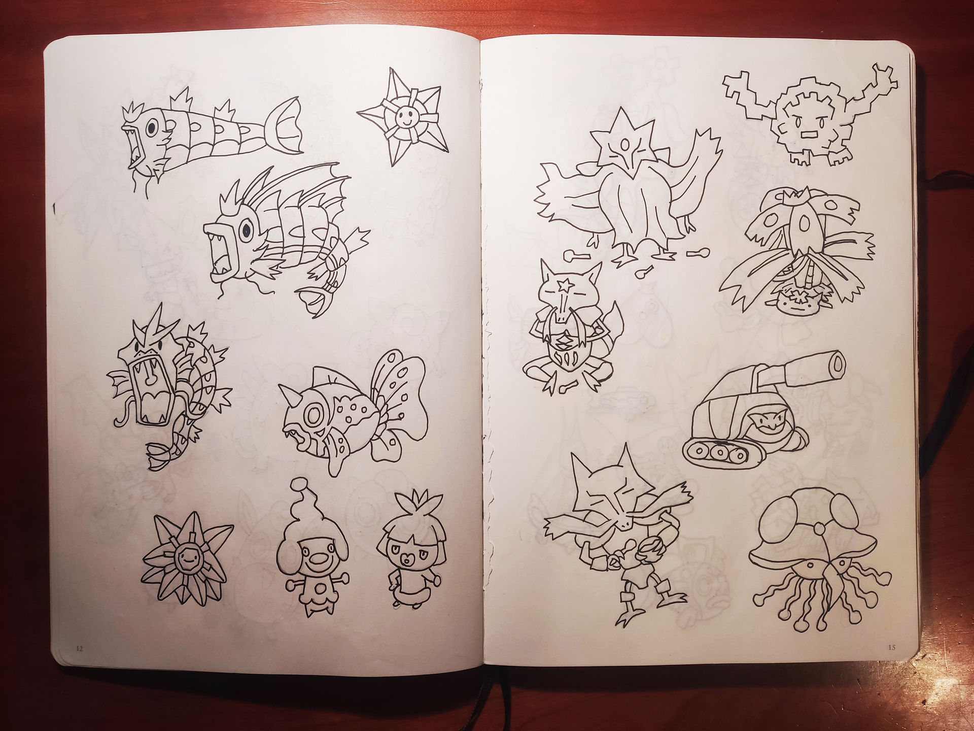 pokemon drawing on a notebook