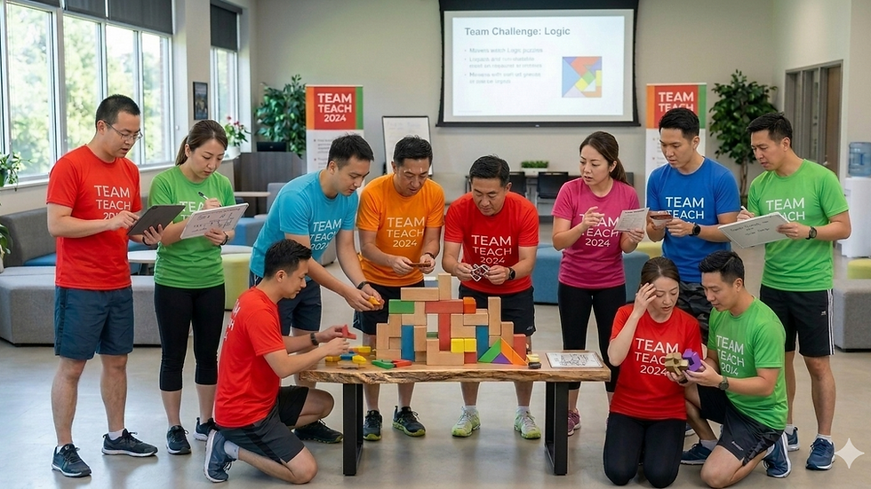 團隊成員正投入於邏輯挑戰訓練,攜手提升協作和問題解決能力,為2024年專業認證做準備。