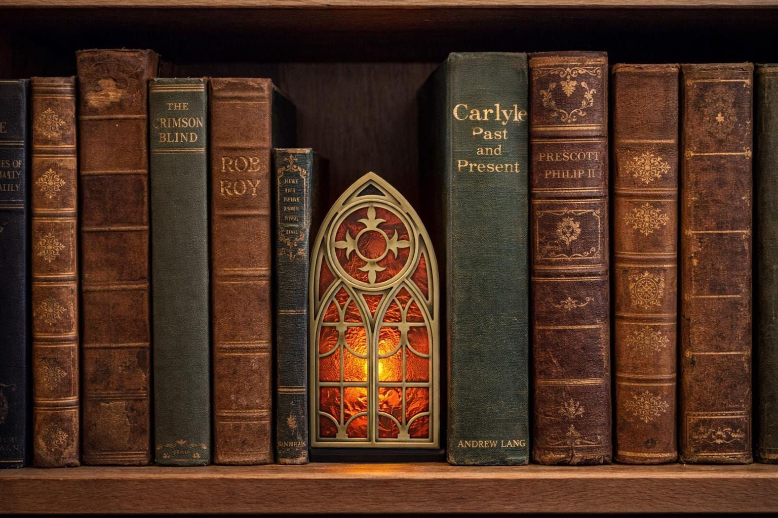Gothic Window Book Nook Insert – Mini Bookshelf Decor, Laser Cut Gift