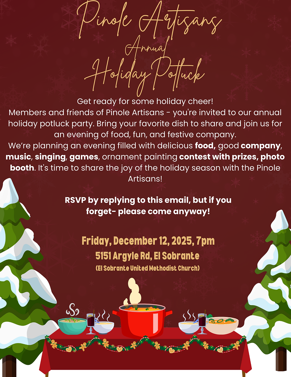 Annual Holiday Potluck! December 12, 2025