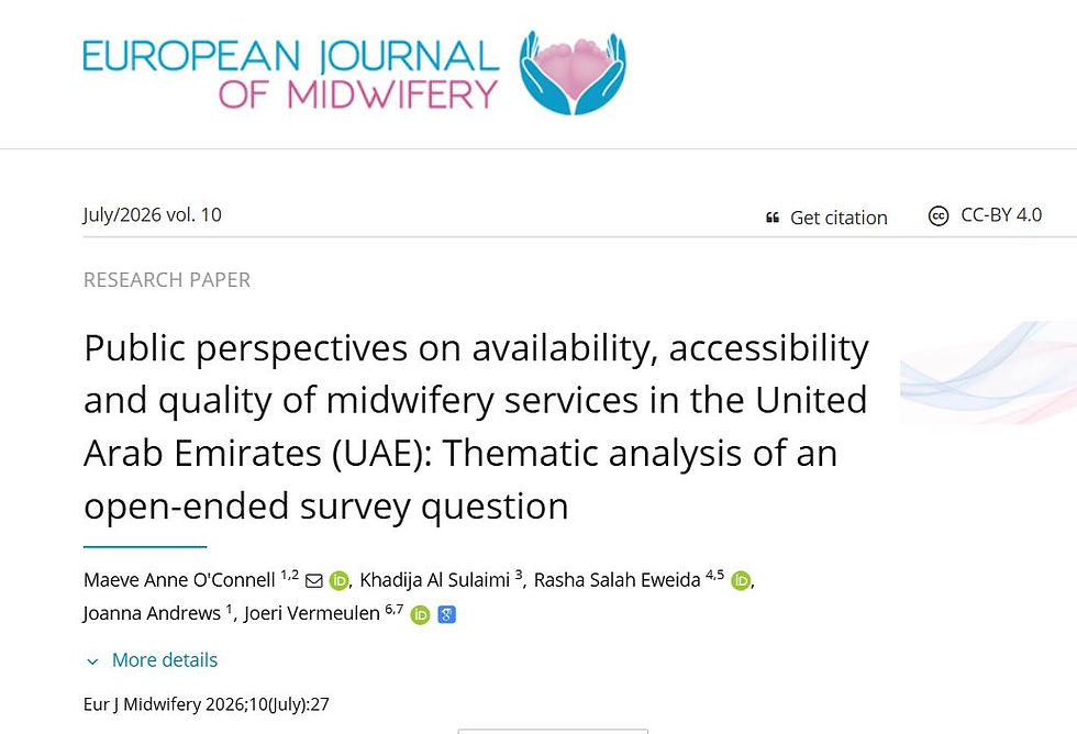 Advancing Midwifery in the UAE: ENA Midwifery Society Research Published in the European Journal of Midwifery
