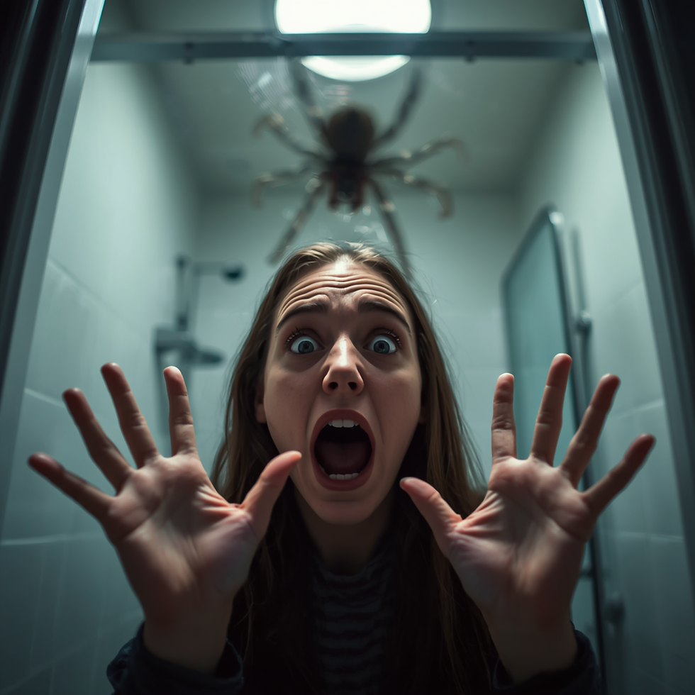 Femme en état de panique face à une araignée — phobie des araignées et hypnose phobies Brunoy Essonne