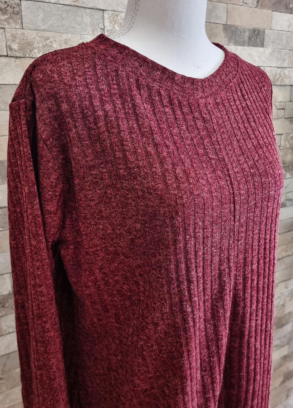 Thumbnail: Ribbed Basic Dirty Burgandy