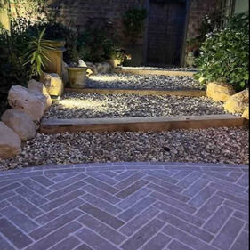limestone setts installation. hard landscaping cheltenham 