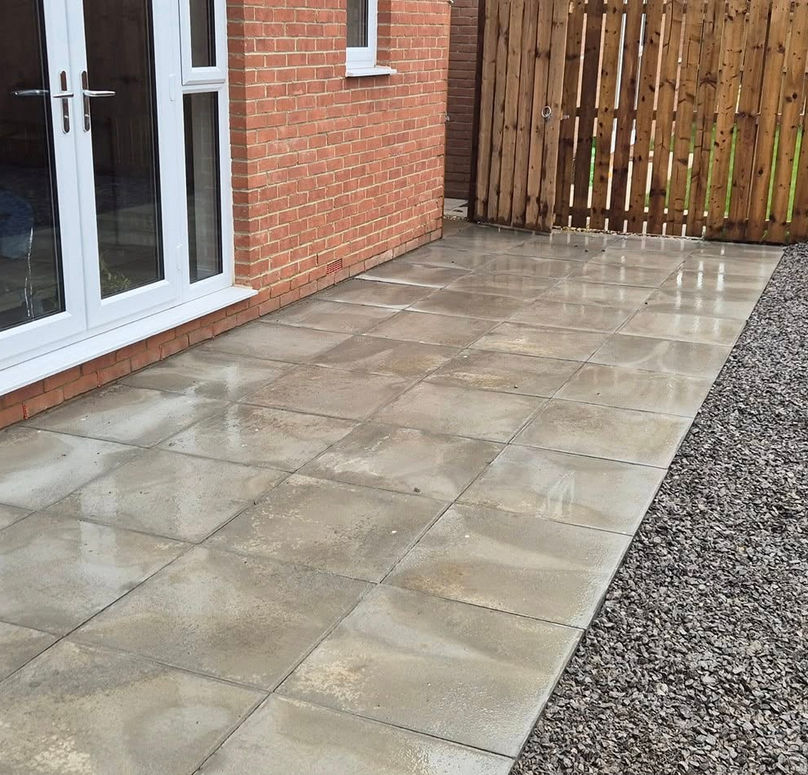 Half patio half gravel style in garden
