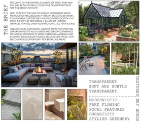 Garden design mood board moodboard showcasing luxury outdoor seating structures and materials textures