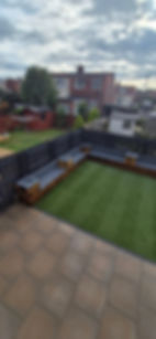 New lawn and seating area