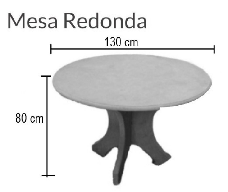 Miniatura: Mesa redonda con 3 bancos