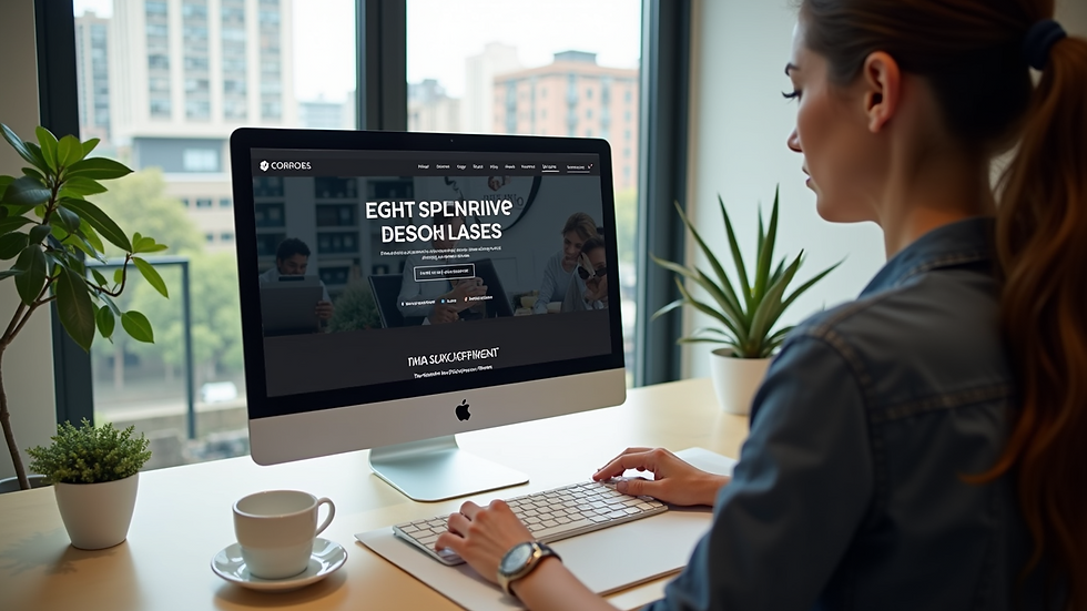 High angle view of a sleek website design displaying personalized content