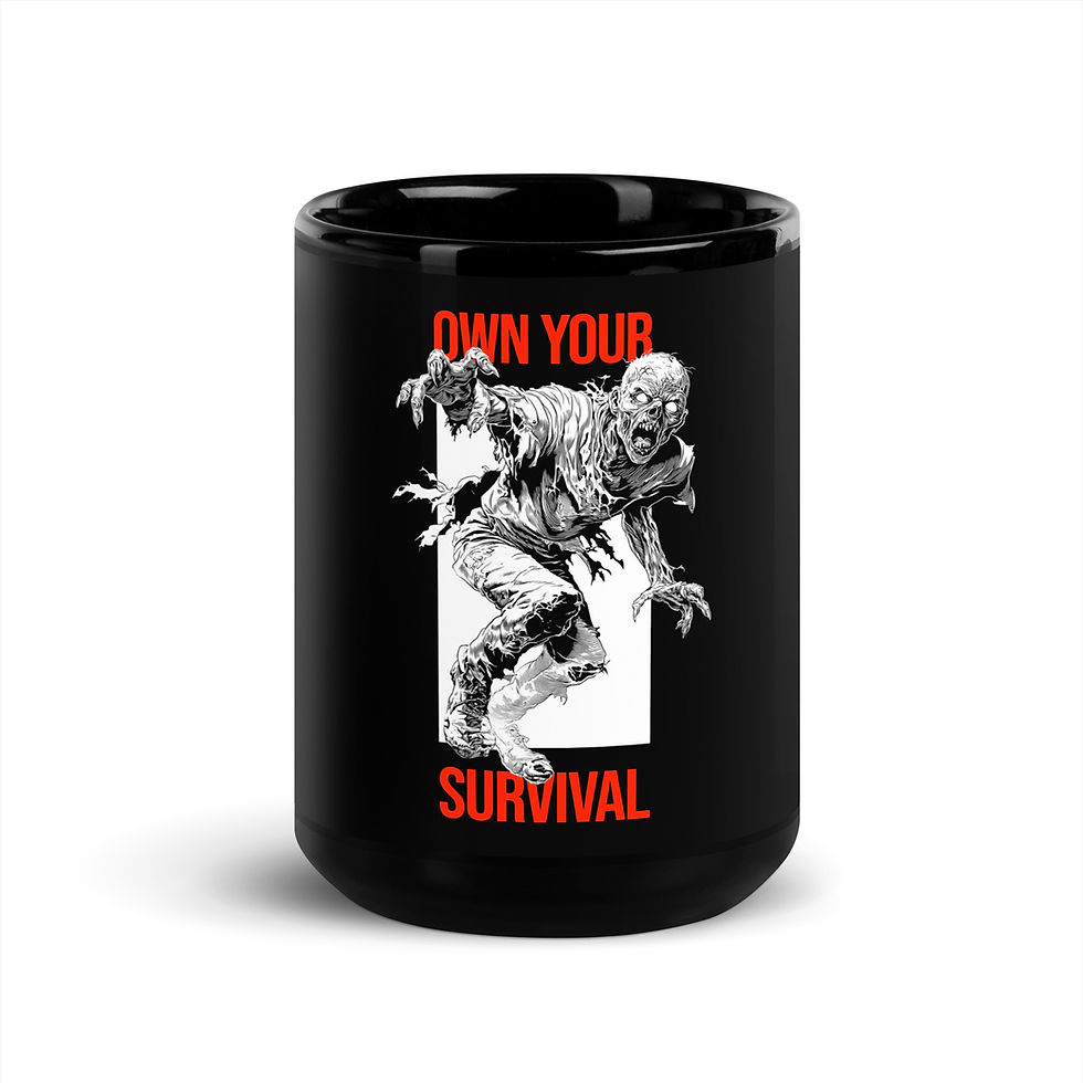 Thumbnail: Own Your Survival - Black Glossy Mug
