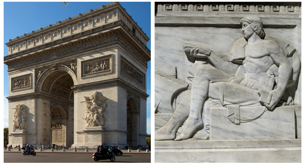 (Left) L'Arc De Triomphe, Paris (Right) Federal Reserve Building
