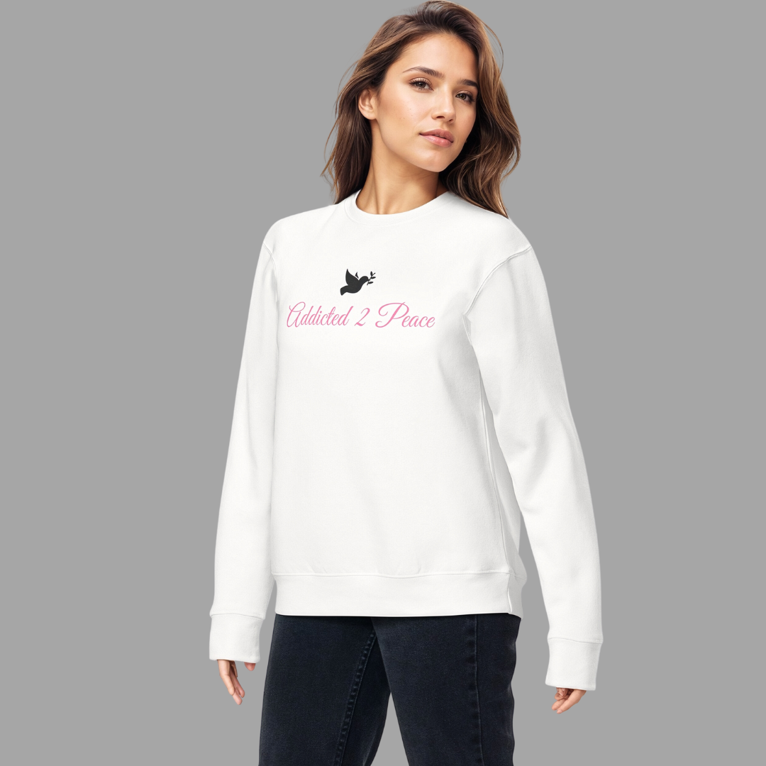 Women's White Addicted 2 Peace Sweatshirt