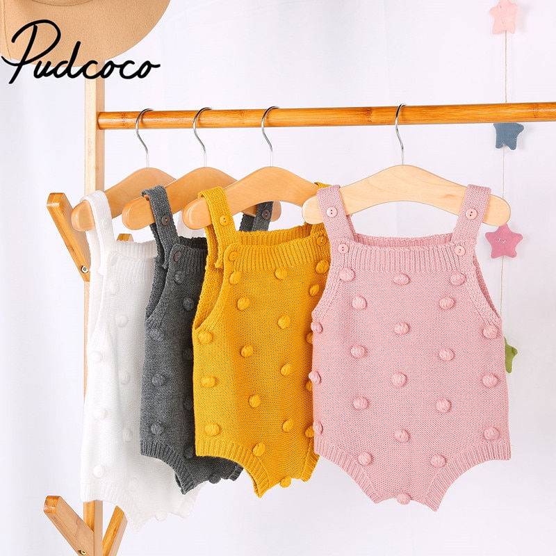 Pom-Pom knit baby romper