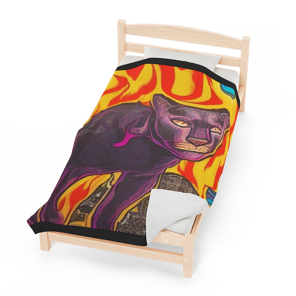 Thumbnail: black cat Velveteen Plush Blanket