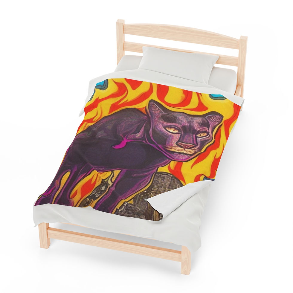 Thumbnail: black cat Velveteen Plush Blanket