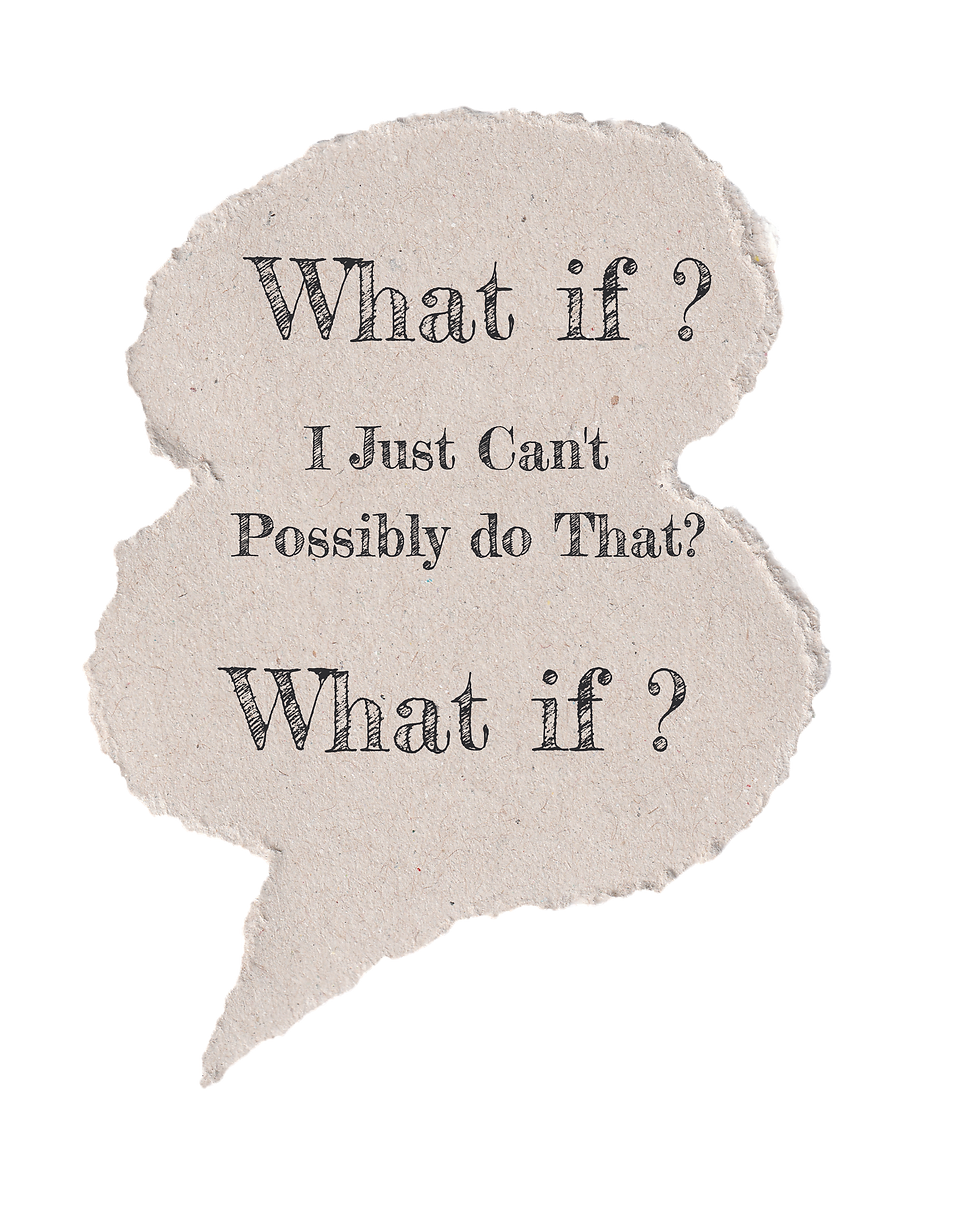 A large, wide cloud-shaped thought bubble made from light gray white cardboard with rough 