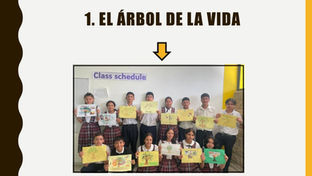 Estudiantes con dibujos de el árbol de la vida.