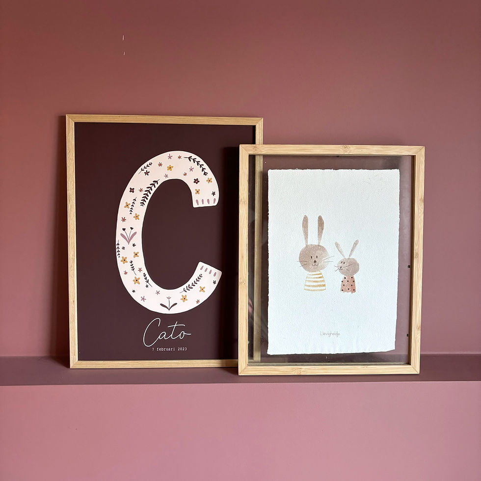 Thumbnail: Letterposter bloemetjes en takjes gepersonaliseerd