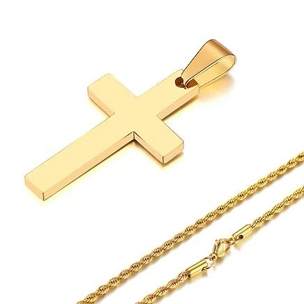 Colar Transversal Masculino em Aço Inoxidável - Dourado