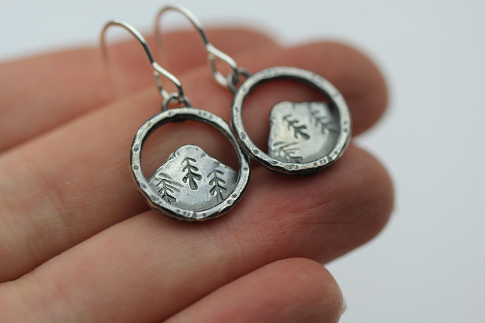 Thumbnail: Small sterling silver mountain earrings