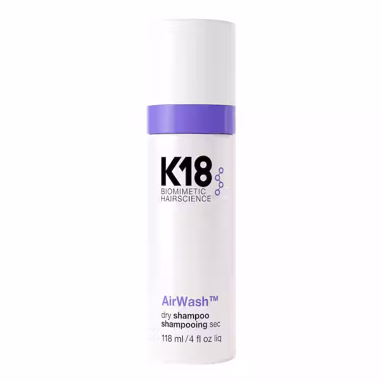 K18 AirWash suchý šampon pro okamžitě svěží vlasy bez mytí, pohled zepředu