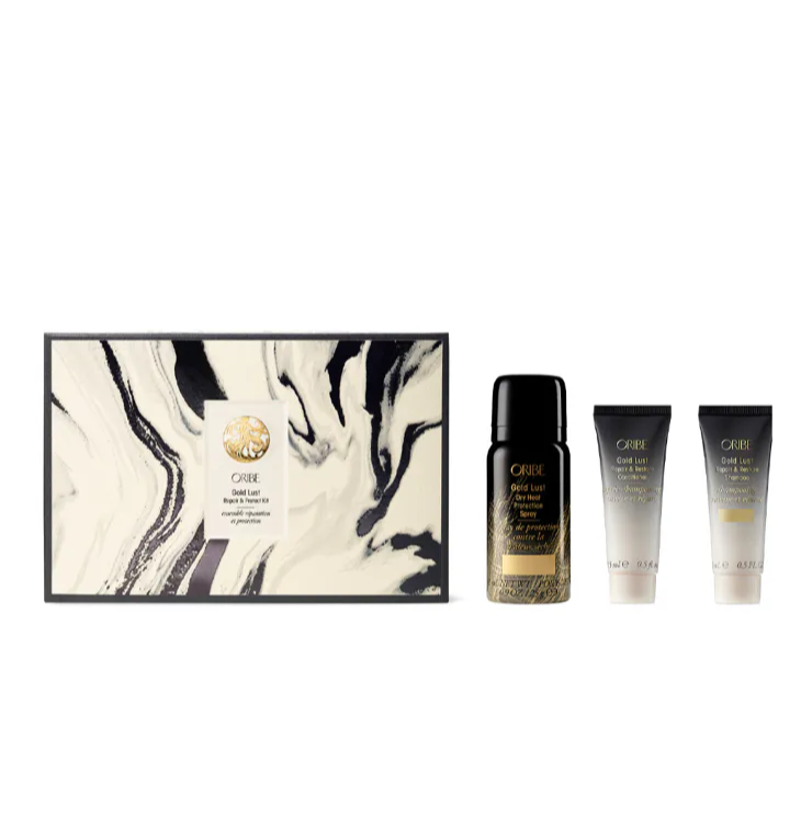 Oribe Gold Lust Repair & Protect Kit – šampon, kondicionér a tepelná ochrana v mini velikostech