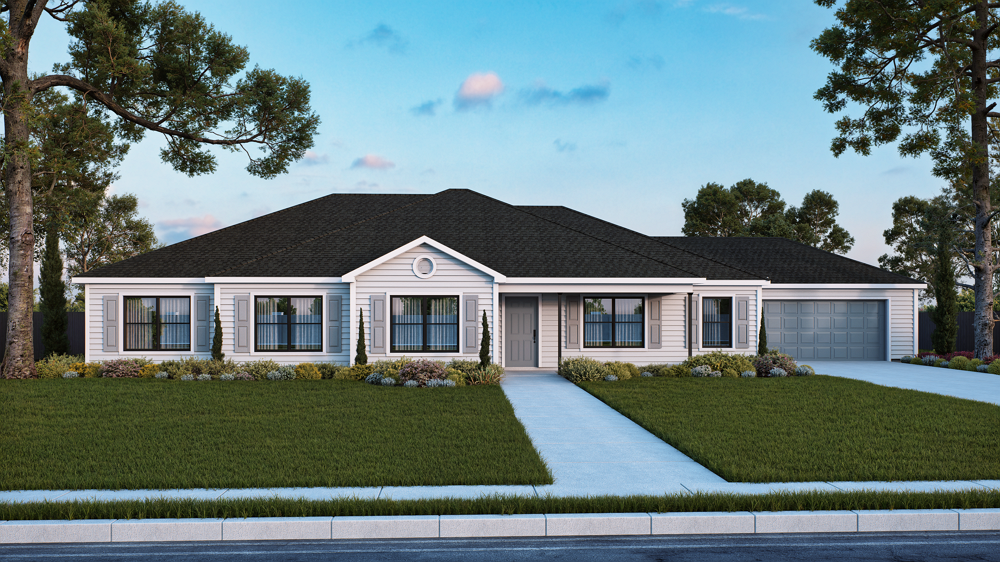The Branford 5 home plan exterior rendering by Quality Family Homes in Florida & Georgia