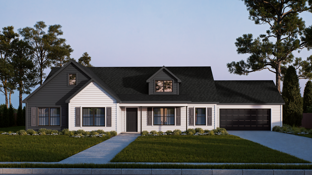 The Branford Modern Farmhouse home plan exterior rendering by Quality Family Homes in Florida & Georgia