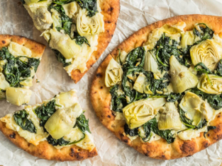 Spinach and Artichoke Naan Pizza