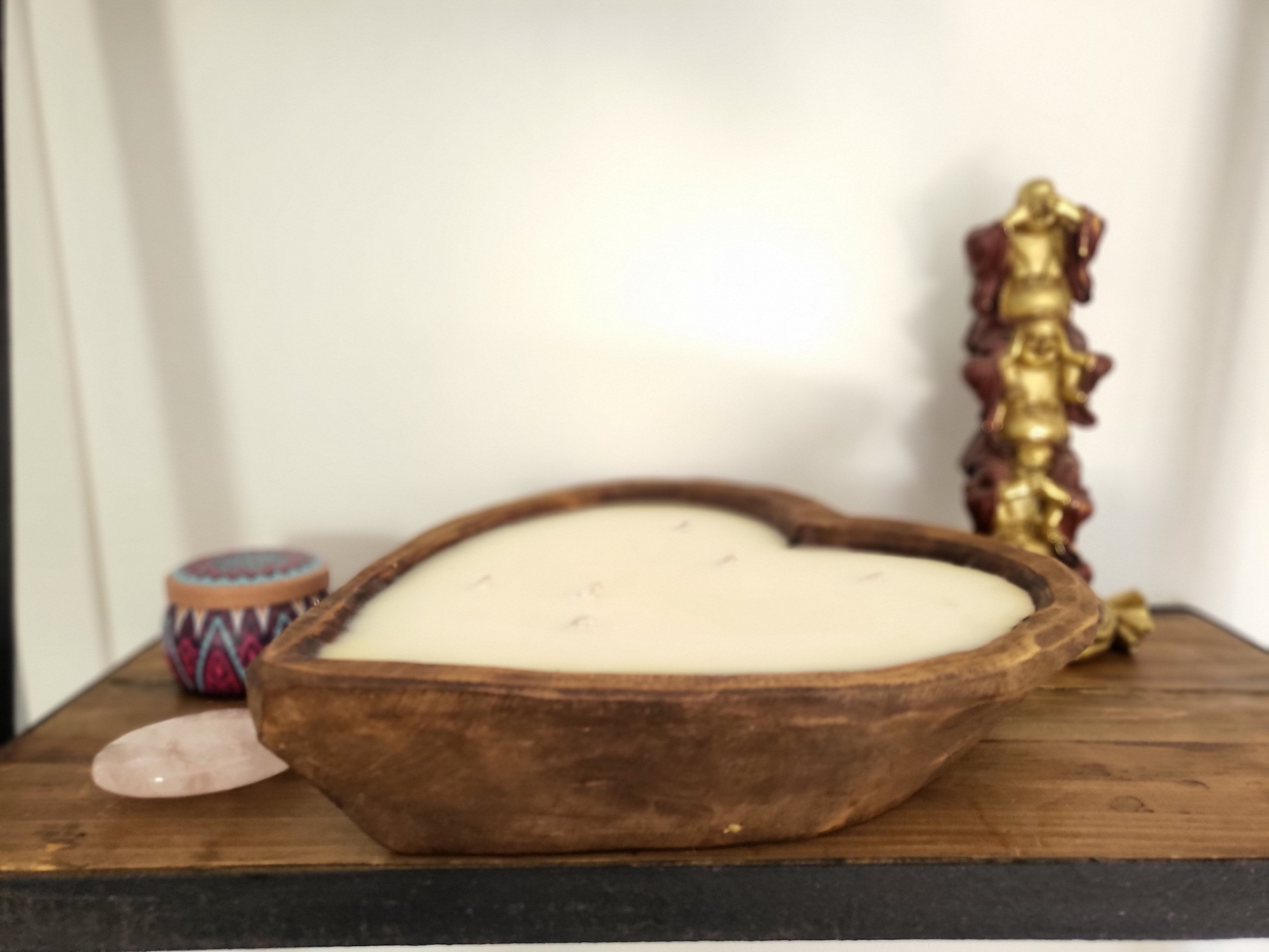 Bougie de soja en forme de coeur