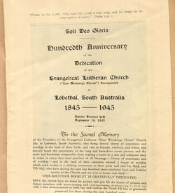Dedication 100th Anniversary Lobethal Theological College Internal Held by Lobethal Museum Digital S