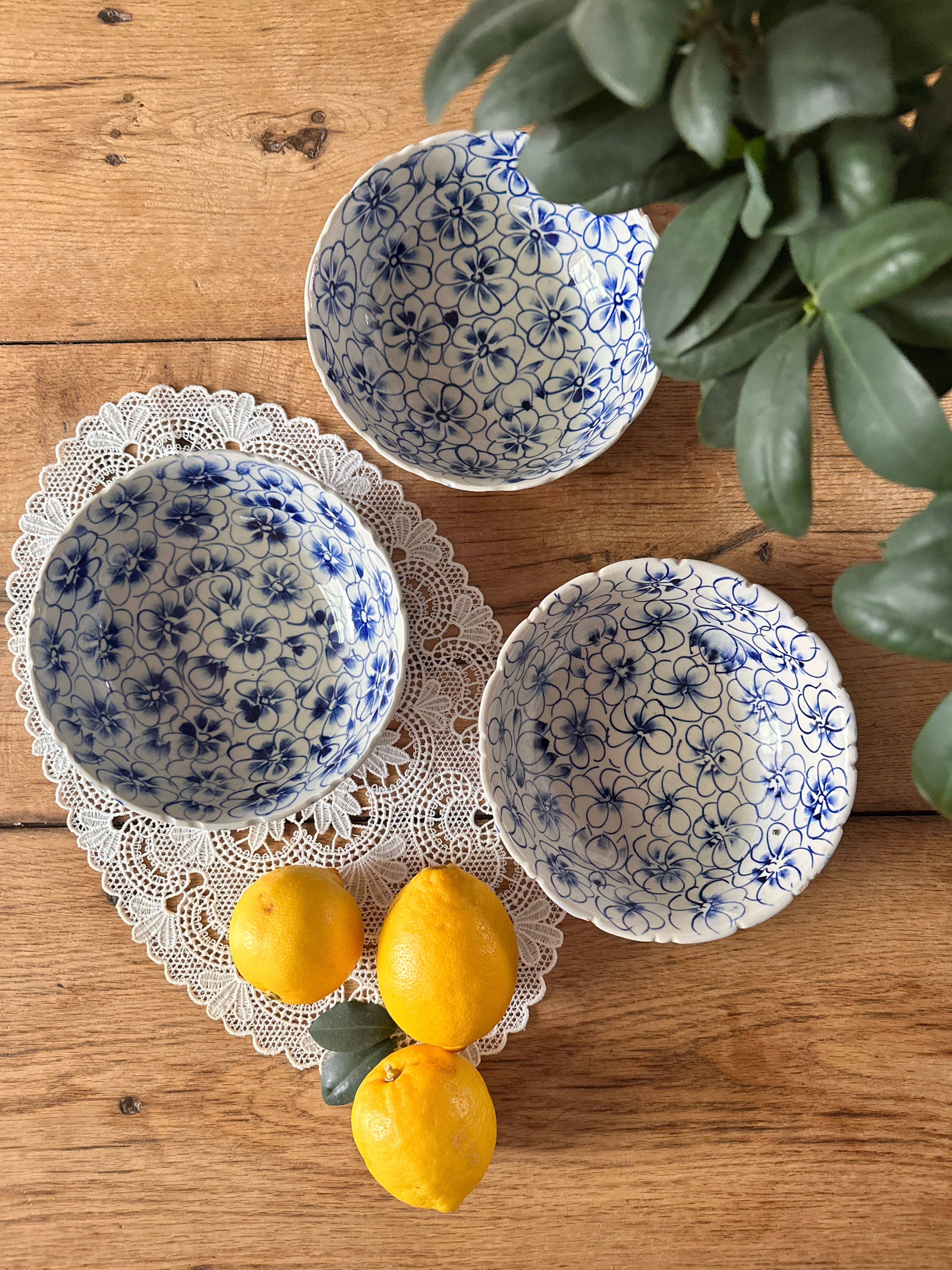 Trio de saladiers fleuris 