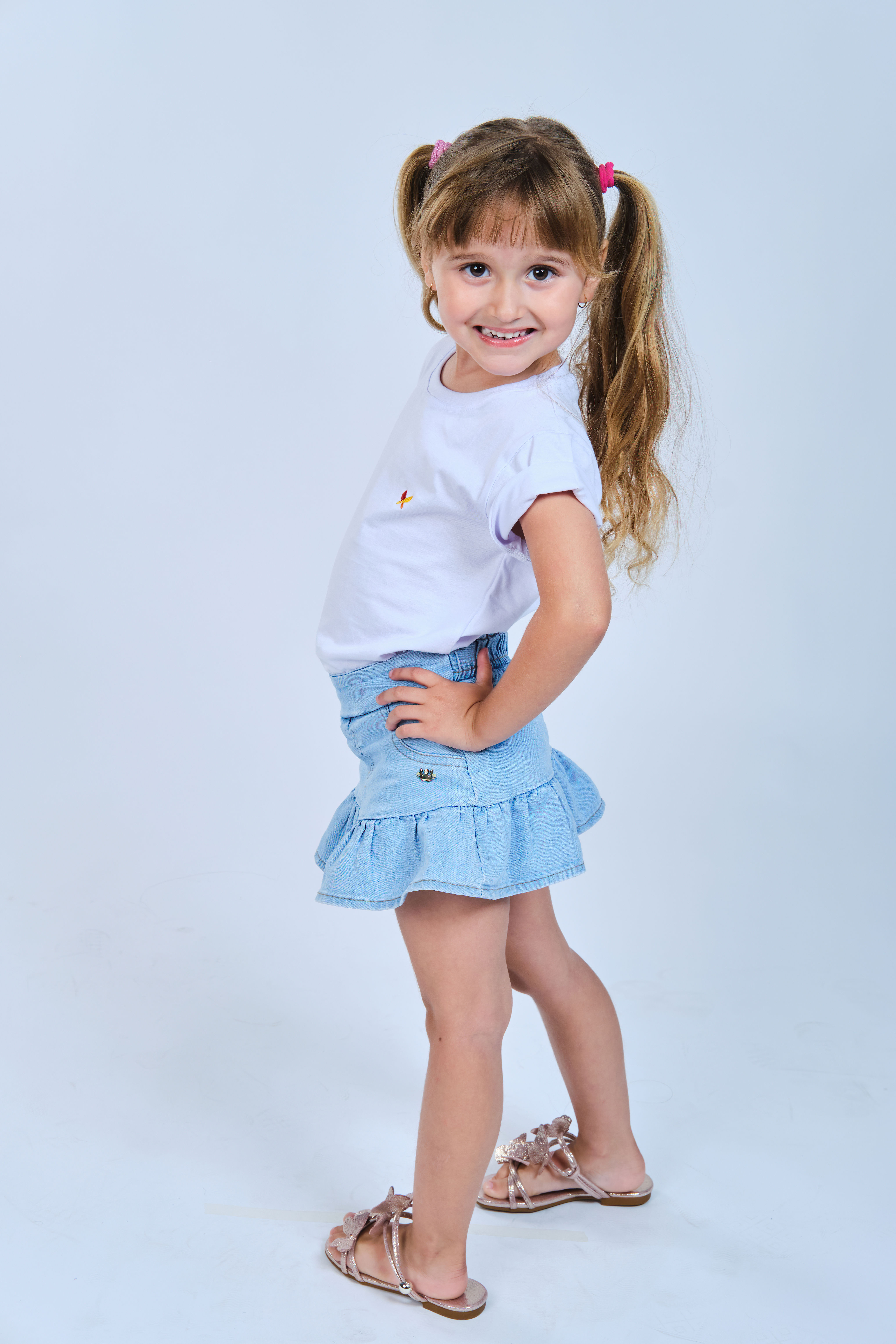 Camiseta Branca Demood Infantil Malha Penteada Algodão Total