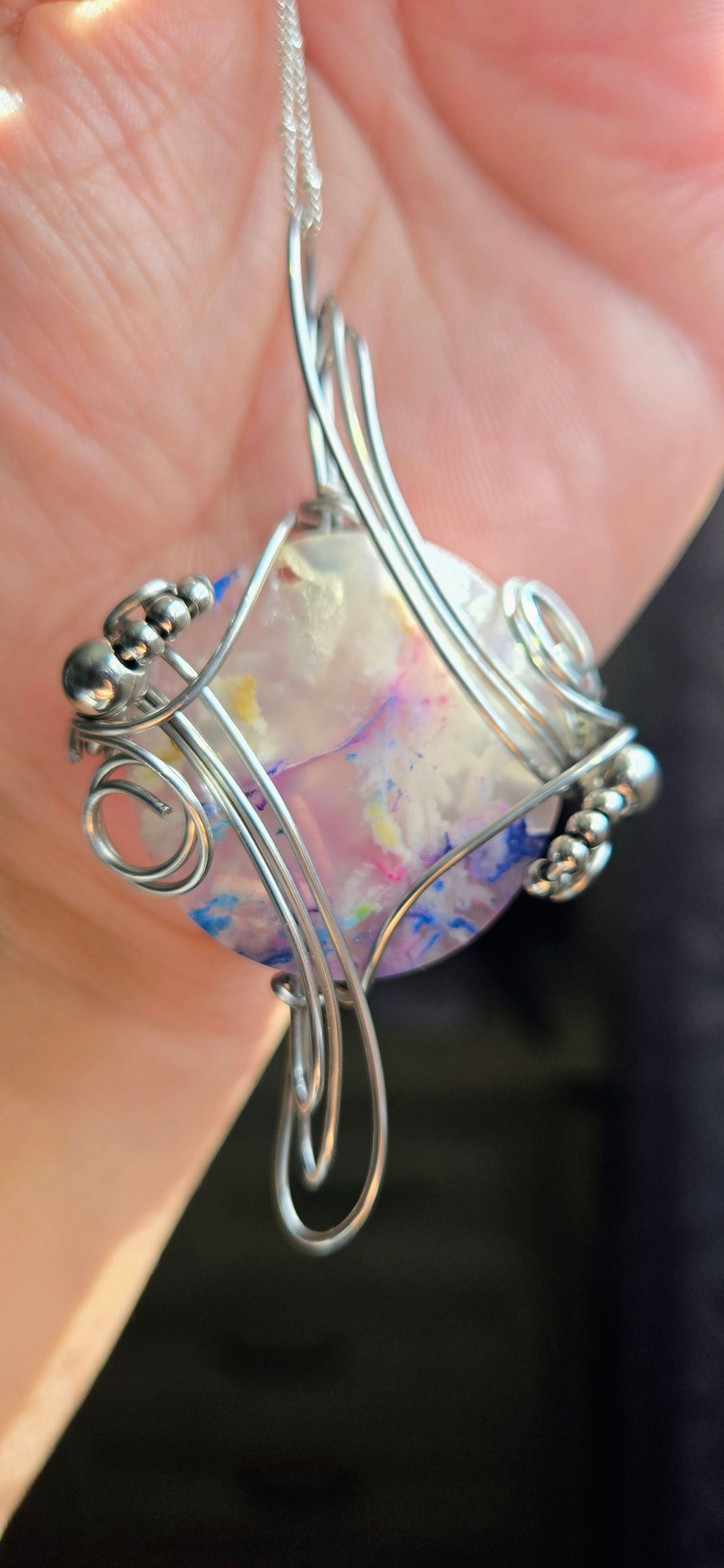 Celestial plume agate pendant