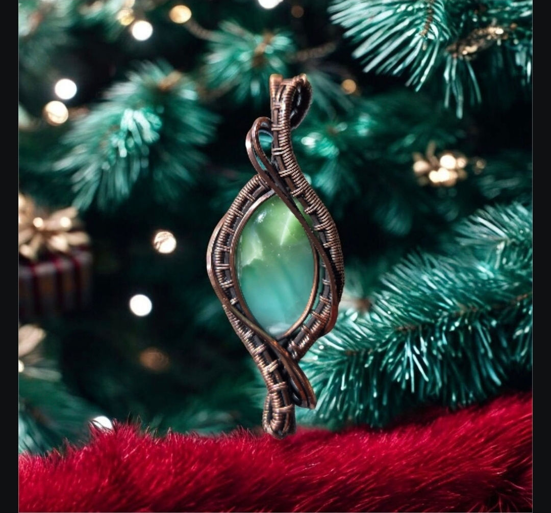 Mermaid Glass Stone Copper Pendant