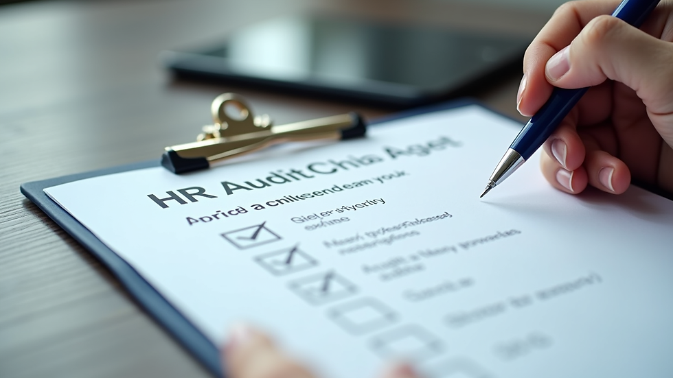 Close-up view of checklist and pen on a clipboard during HR audit