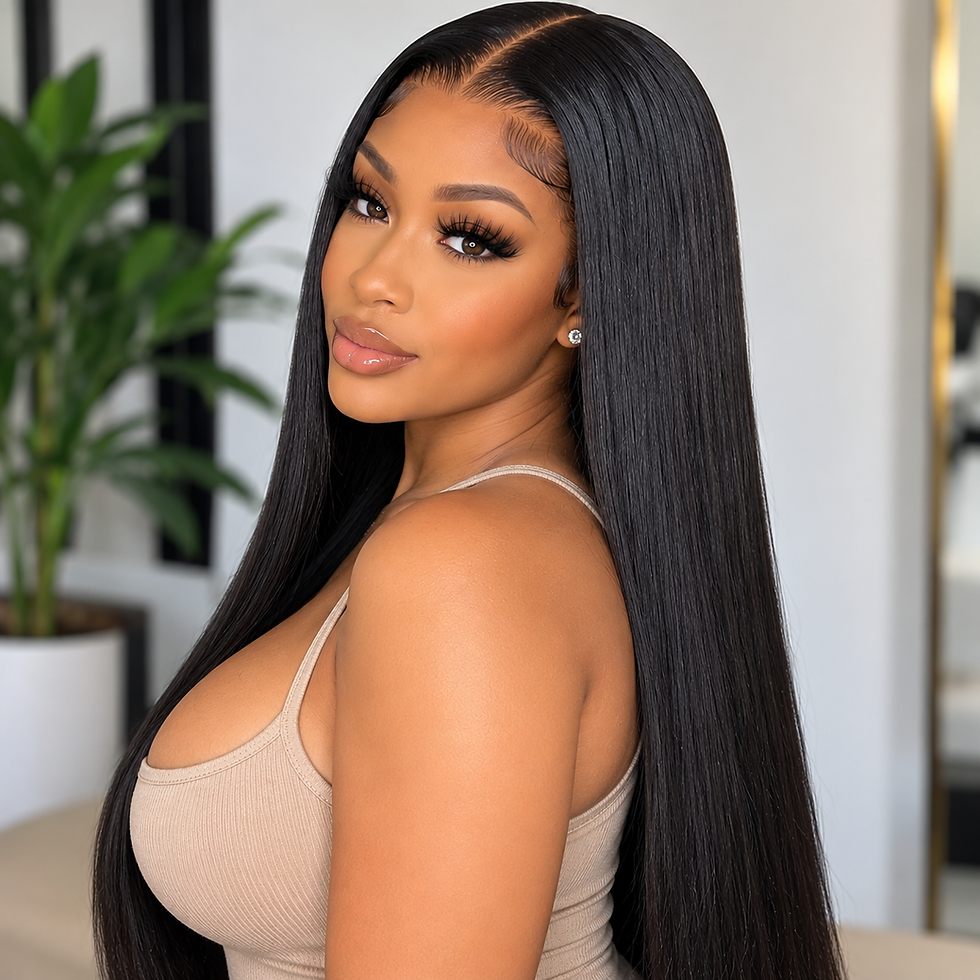 Ready to wear straight human hair lace closure wig side view