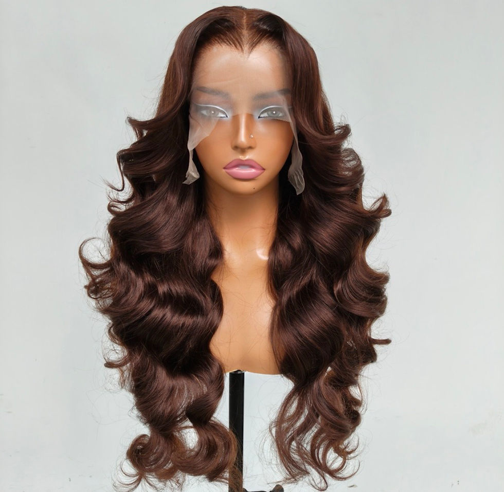 26-inch chocolate red-brown butterfly layers wig with body waves and middle part