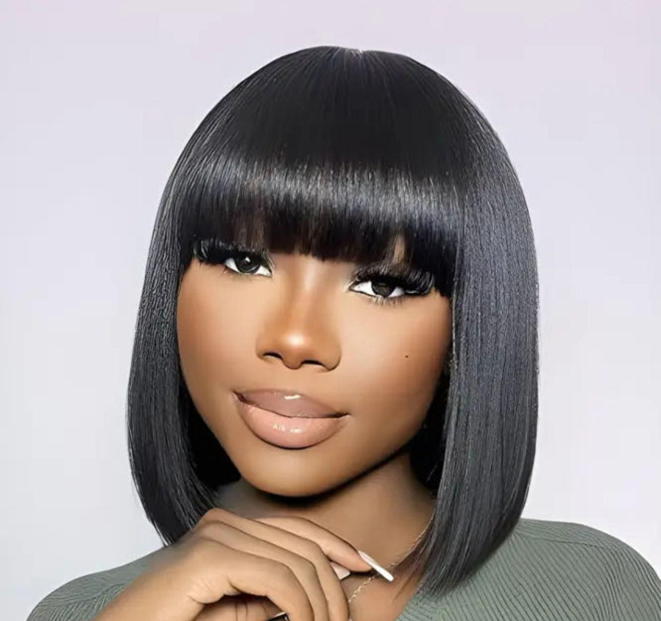 Jet Black Bang Bob Wig