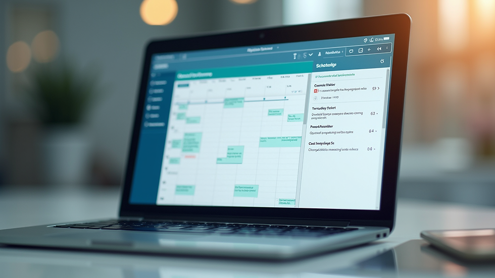 Close-up of a laptop screen showing a medical appointment scheduling software