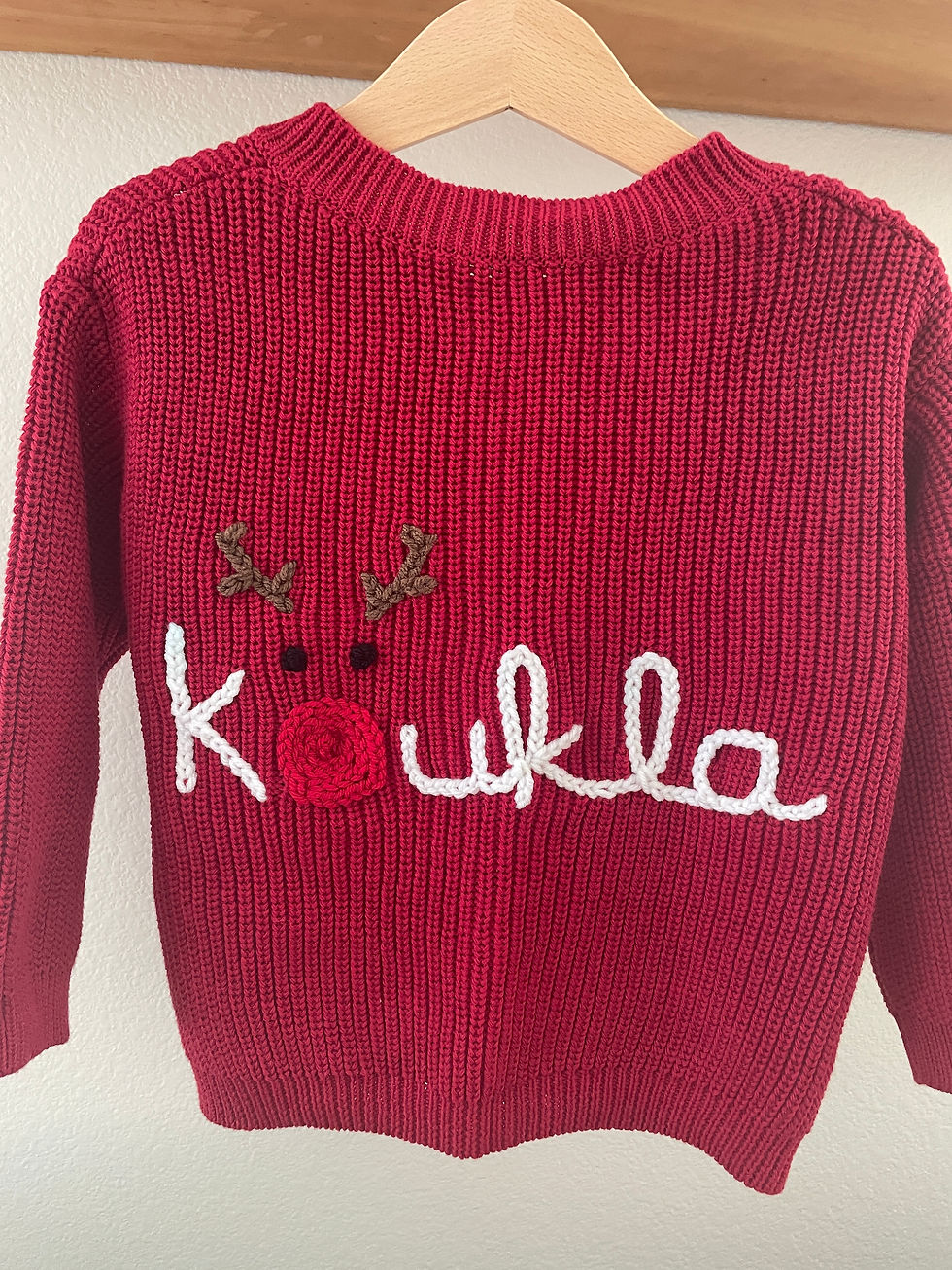 Thumbnail: Koukla Reindeer Christmas Sweater , Koukla Red Cardigan