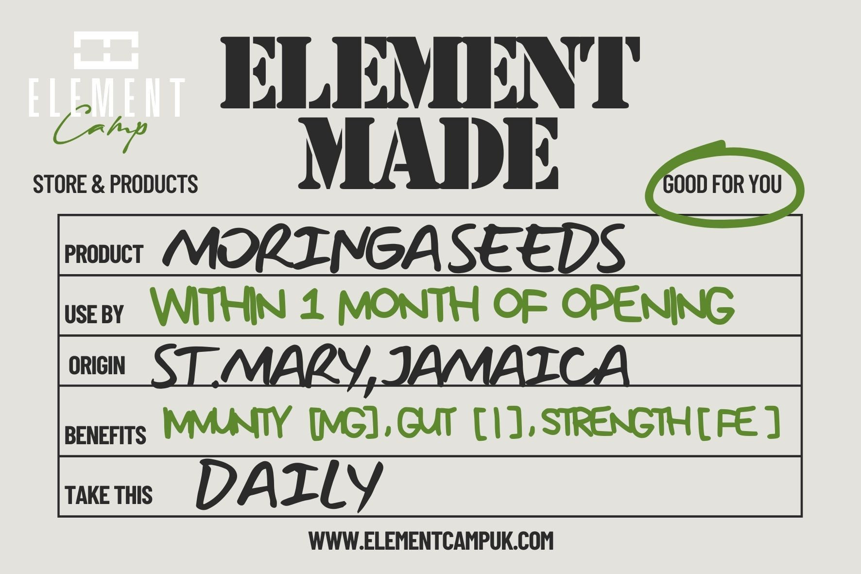 ELEMENT MADE MORINGA SEEDS