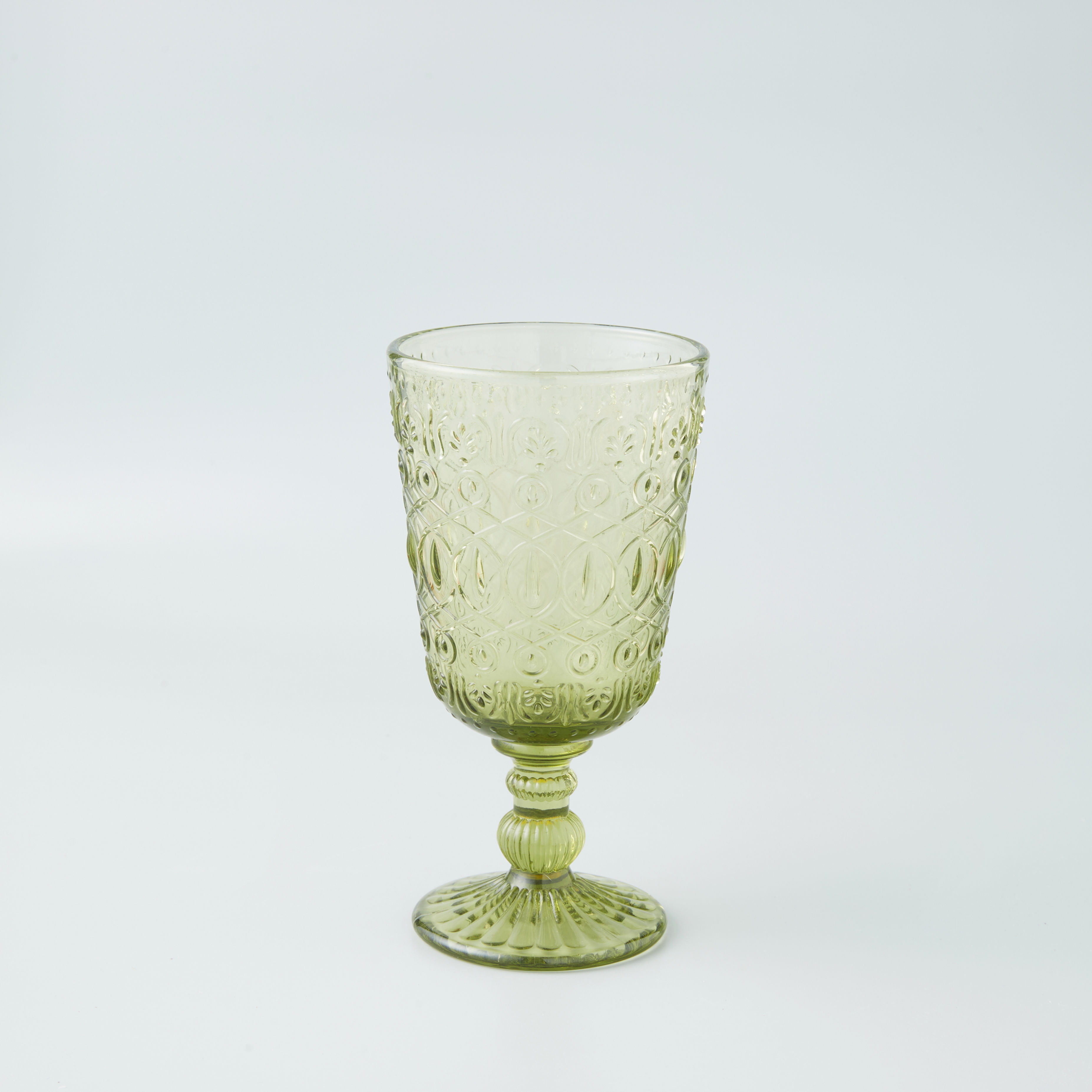Olive Green Embossed Goblet