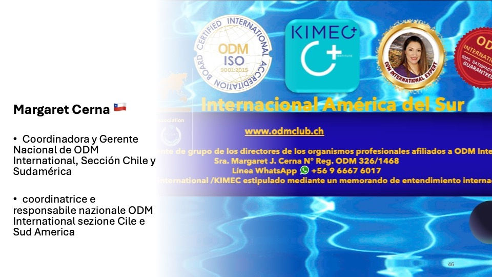 ❏ Agradecimientos a la coordinadora y gerente nacional de ODM International Chile 🇨🇱 y Sudamérica Margaret J. Cerna ❏ Thanks to the coordinator and national manager ODM International Chile 🇨🇱 and South America Margaret J. Cerna ❏ Grazie alla coordinatrice e responsabile nazionale ODM International Cile 🇨🇱 e Sudamerica Margaret J. Cerna